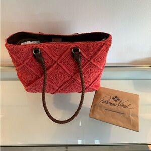 NWT Patricia Nash Diamond Crochet Leadri Tote in Coral
